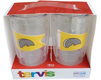 2 Pack Tervis Tumbler Yellow Flag Logo 16oz Insulated Hot & Cold Drinks