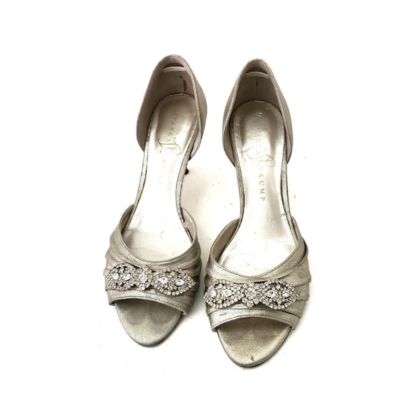 Ivanka Trump Stiletto High Heel Silver Jewels Rhinestones Bridal Formal Slip 8.5