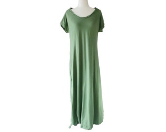 European Culture Italy NWT Maxi Prairie Long Green Lined Cotton Comfy Dress S