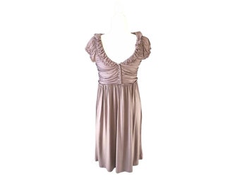 Hoss Intropia Blush Button Corset Style Swoop Neck Ruched Dusty Pink Dress M