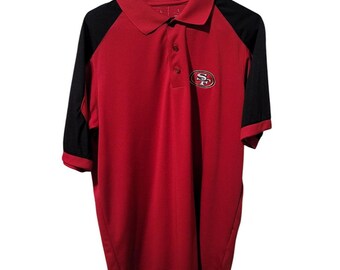Men's Antigua San Francisco 49ers Polo Button Red Black Football Golf Shirt C3/2