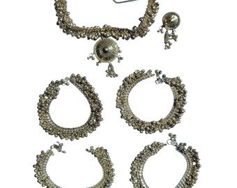 Vintage Boho hippie danseuse du ventre bijoux collier bracelets de cheville boucle d'oreille T16
