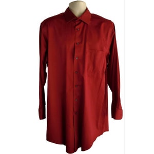 17.5 35/36 Tall Men's Dress Shirt Red Van Huesen Lux Sateen Dry Cleaned XL image 1