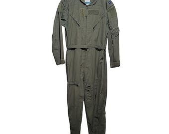 Officers Coveralls Flyers Flight Suit 42R Green Flame Resistant