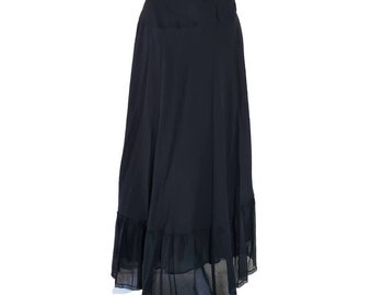 BNWT JOIE Black Wrap Skirt Maxi Cotton Silk Blend Medium Layered Sheer Bottom M