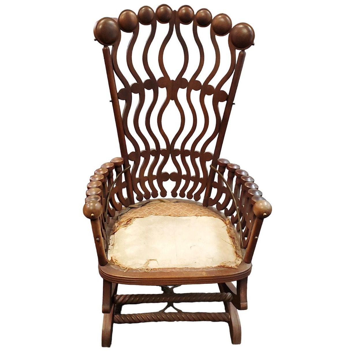 19th Century George Hunzinger High Back Rocking Chair RARE Wavy ...