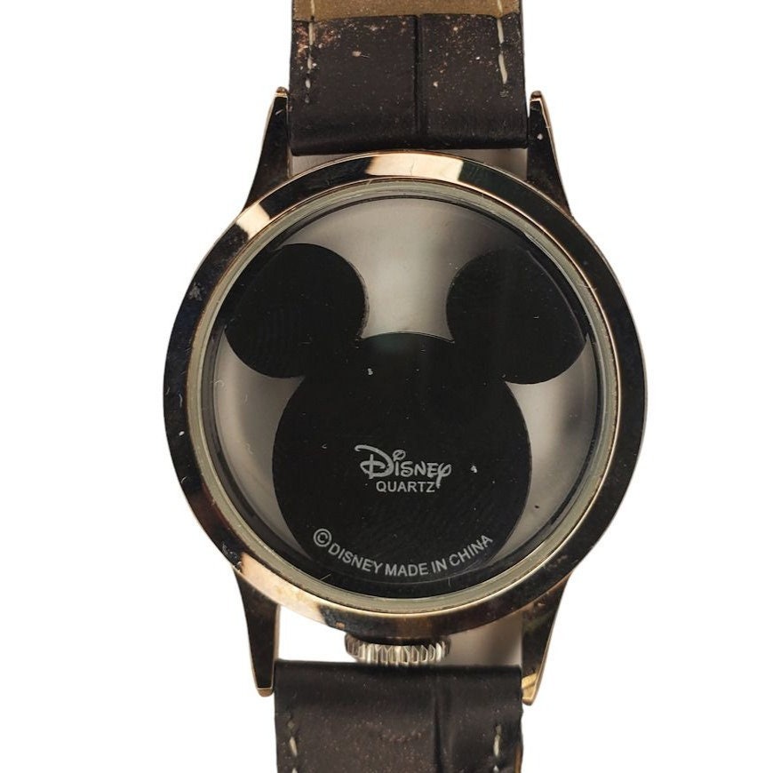 VTG Disney Mickey Mouse Black Façade Clear See Through Ladies Wrist Watch Runs!