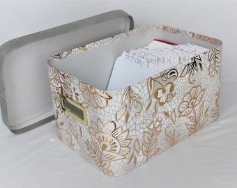 Designer Greetings Card Organizer Box With Beautiful Blue Green And White Holds