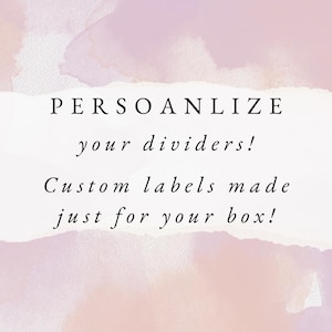 Personalización del divisor de tarjetas de felicitación SOLAMENTE (se debe comprar junto con una caja o divisores)