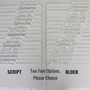 Greeting Card Organizer Dividers STOCK Holiday theme, heavy cardstock dividers