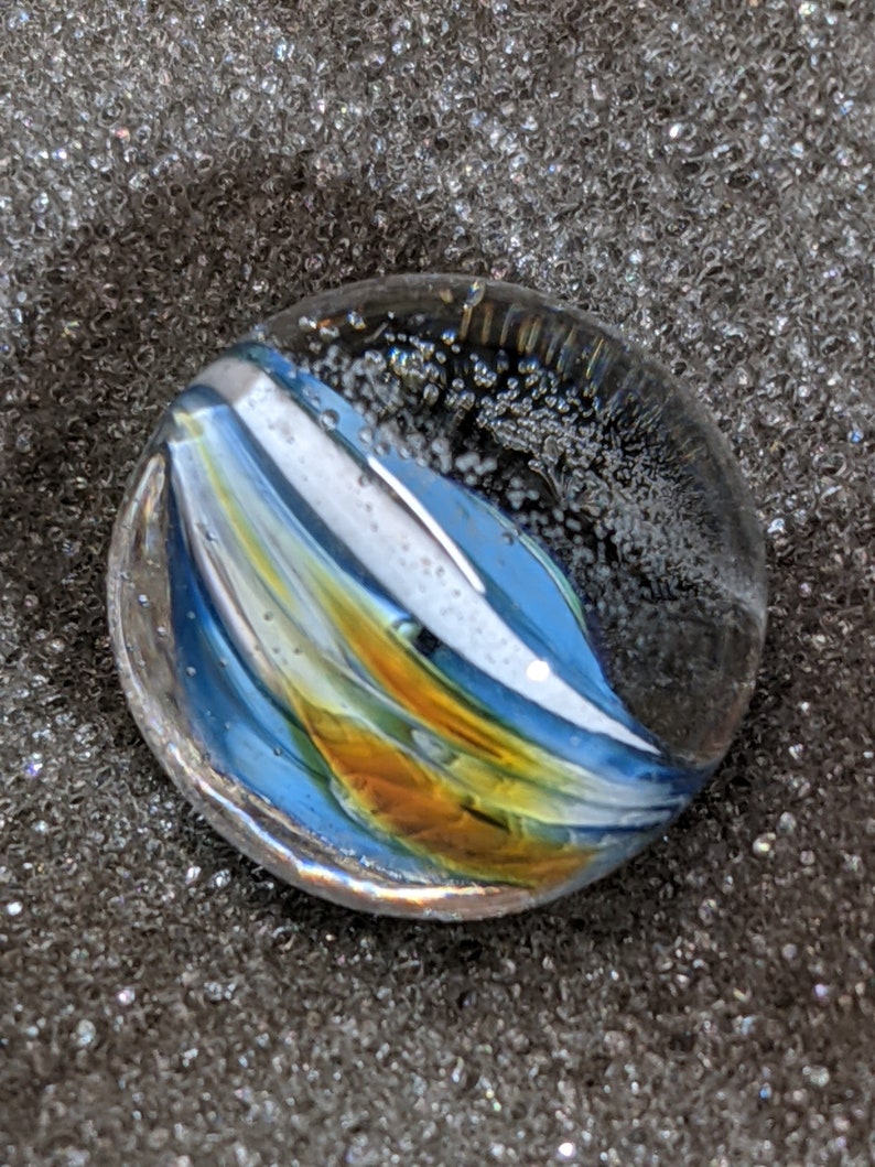 19mm marble; handmade glass marble; blue and white marble; unique glass marble
