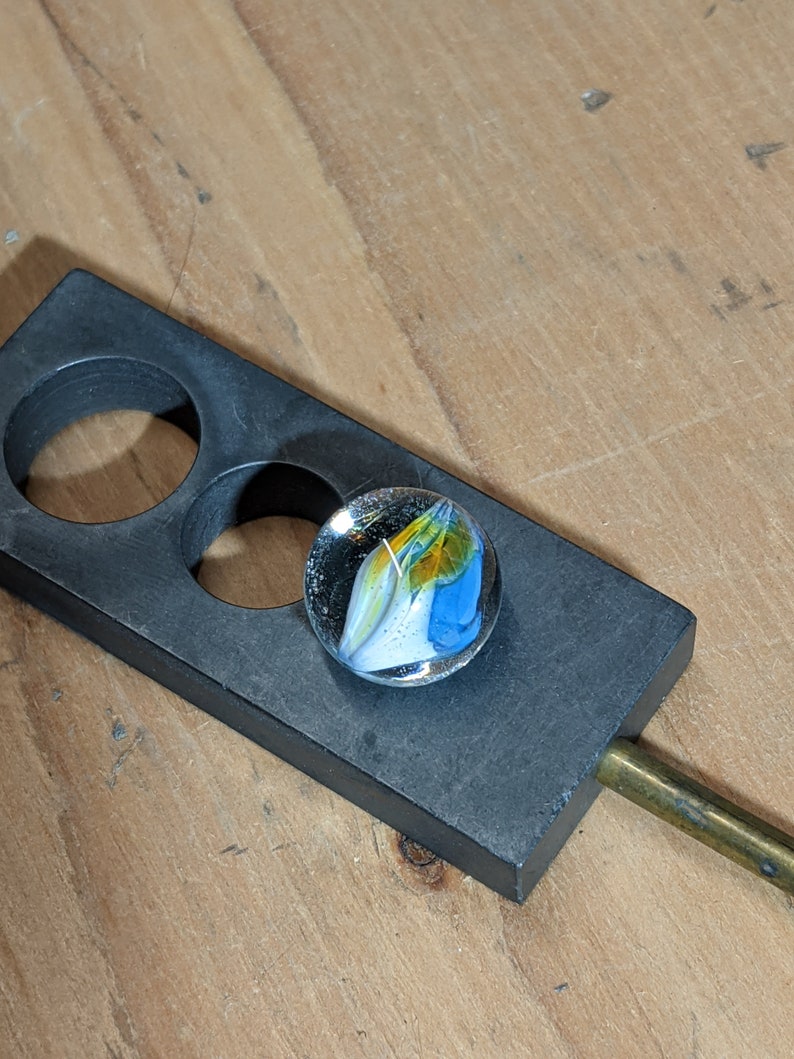 19mm marble; handmade glass marble; blue and white marble; unique glass marble