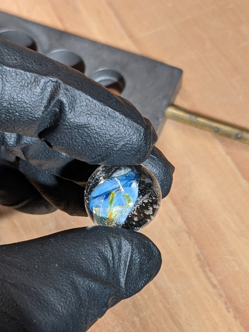 19mm marble; handmade glass marble; blue and white marble; unique glass marble