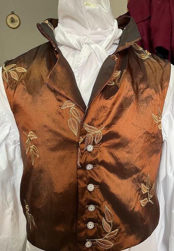 Embroidered Copper Taffeta Regency Style Waistcoat Etsy