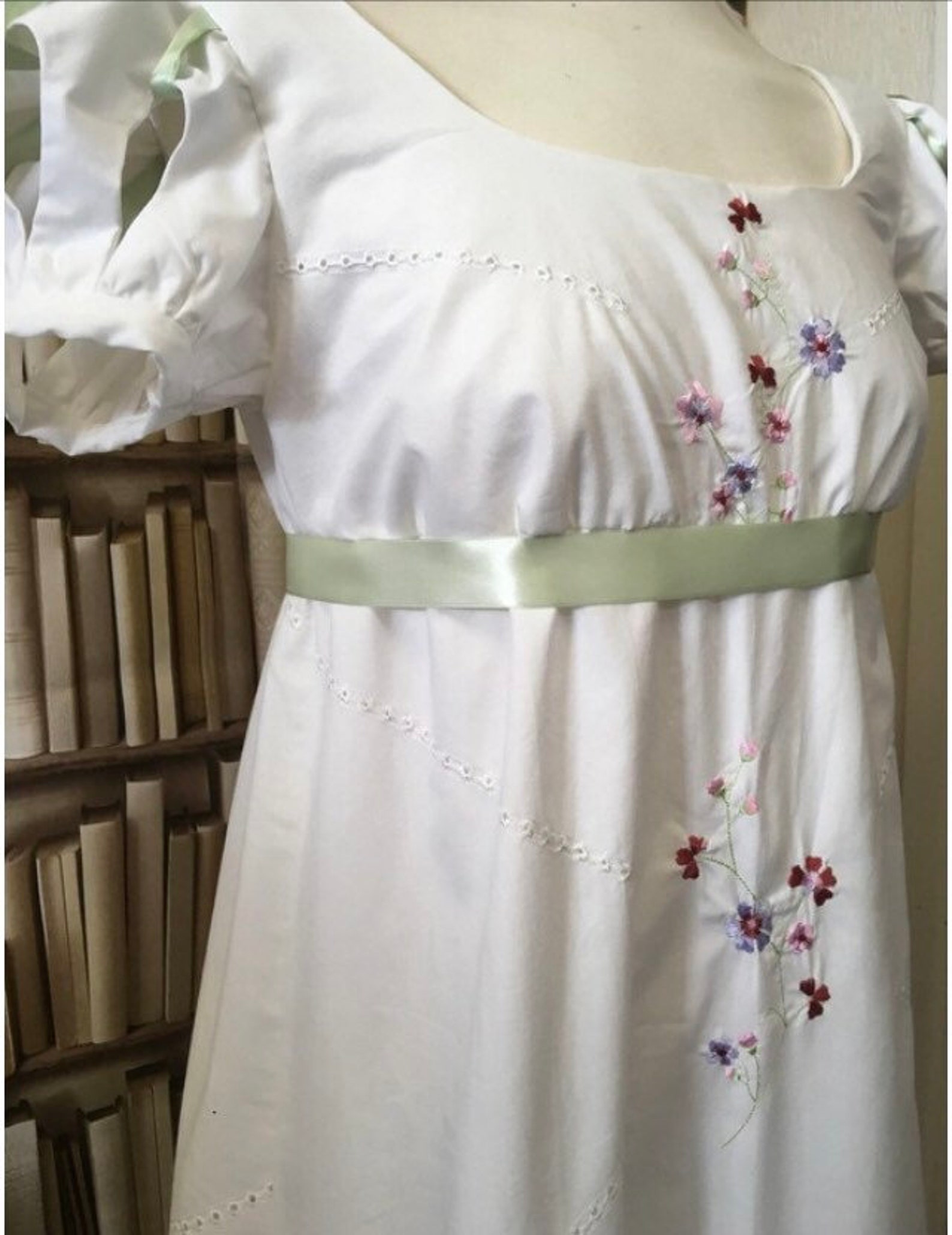 Button Back Regency Style Cotton Gown Made to Order - Etsy