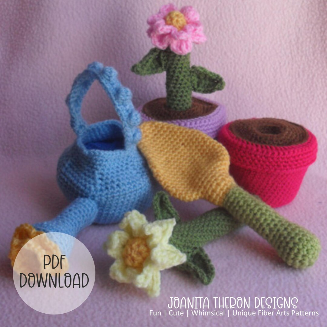 Crochet Pattern - Garden Themed Flower Pot Play Activity Set - Digital ...