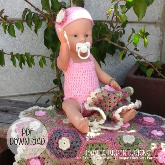 Crochet Pattern Hexi-blooms Baby Doll Crochet Set Digital