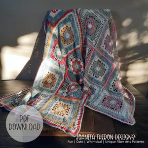 Crochet Afghan Blanket Pattern: 25 Block Throw (Digital Download)