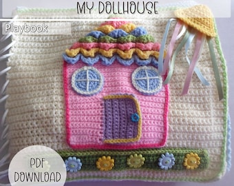 Crochet Playbook Pattern -  Dollhouse Playbook Quietbook Activity Set - Digital Download