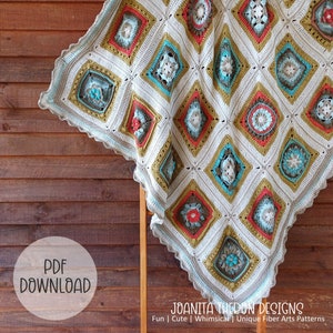 Crochet Afghan Blanket Pattern: 25 Block Throw (Digital Download)