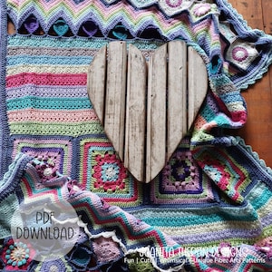 Crochet Blanket Pattern -  ScrapsantasticThrow Square Afghan Blanket - Digital Download