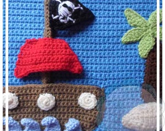 Quiet Play Book Crochet Pirate kids children toddlers interactive busy activity educational pretend play Crochet Book PDF Pattern