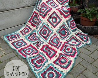 Crochet Afghan Blanket Pattern: 30 Unique Squares (Digital Download)