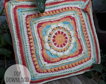 Blooming Lily Crochet Cushion Pattern: Textured Square (Digital Download)