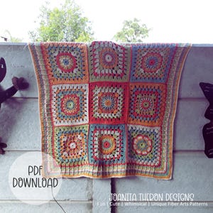 Crochet Blanket Pattern -  Cosmic Constellation Throw Square Afghan Blanket - Digital Download