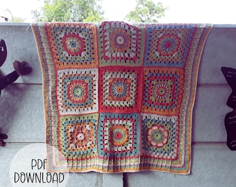 Crochet Blanket Pattern -  Cosmic Constellation Throw Square Afghan Blanket - Digital Download