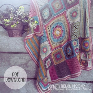 Crochet Blanket Pattern -  Scrapsrific Throw Square Afghan Blanket - Digital Download