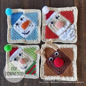 Crochet Square Pattern Collection - Jolly Christmas Crochet Granny Squares - Digital Download