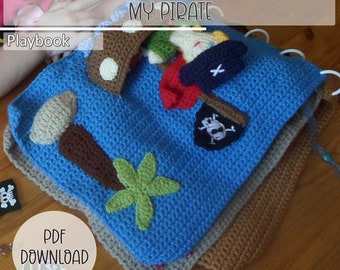 Crochet Playbook Pattern -  Pirate Playbook Quietbook Activity Set - Digital Download