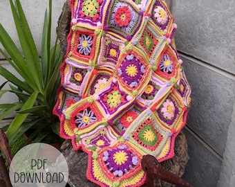 Crochet Blanket Pattern -  Groovy Granny Baby Blanket Throw - Digital Download