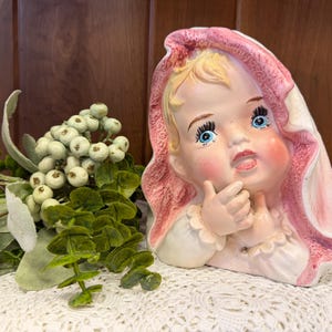 Vintage Relpo baby girl head vase/ planter  MCM