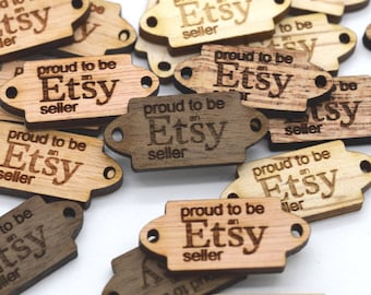 50 Product Tags - Customized with your text - 0.45 x 1 Inch - laser cut and engraved