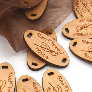 50 Personalized Wooden Product Tags – Laser Cut Clothing Labels