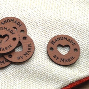 20 Custom Faux Leather labels 1 inch size - Personalized labels, Custom Labels, Knitting Labels