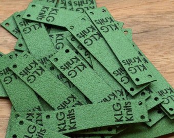 50 Custom Ultrasuede labels 0.5x2 inches - Personalized labels, Custom Labels , Knitting Labels