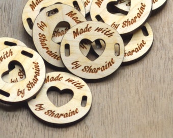 Set of 50 oval wooden tags 0.9x1" - Knitting tags, crochet tags, tags for handmade items