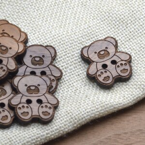 24 Wooden Teddy Bear Shaped Buttons 1" - Ideal for crochet and knitted products