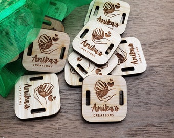 50 Product Tags - 0.85x0.85 Inches - laser cut and engraved