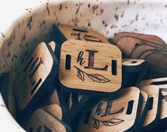 50 Product Tags - 0.6x0.6 Inches - laser cut and engraved