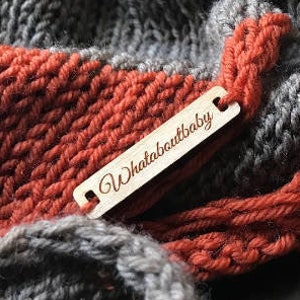 50 Wooden Tags - 0.4 x 1.6 Inches - laser cut and engraved - knitting tags, crochet tags