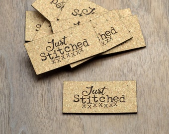 Cork labels 1x2 inches - without holes - made from Cork Fabric - Sewing Labels, Personalized Labels, Cork Labels