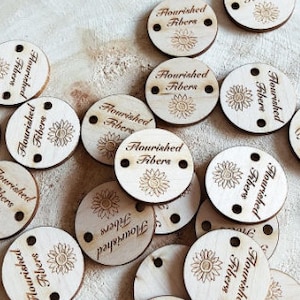 50 Round Wooden Product Tags 1 Inch laser cut and engraved image 1