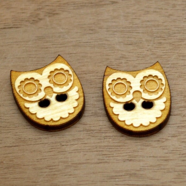 Cute owl buttons 1" size - Made from Birch Plywood - wood buttons, buttons for cup cozies, buttons for knits, buttons for crochet