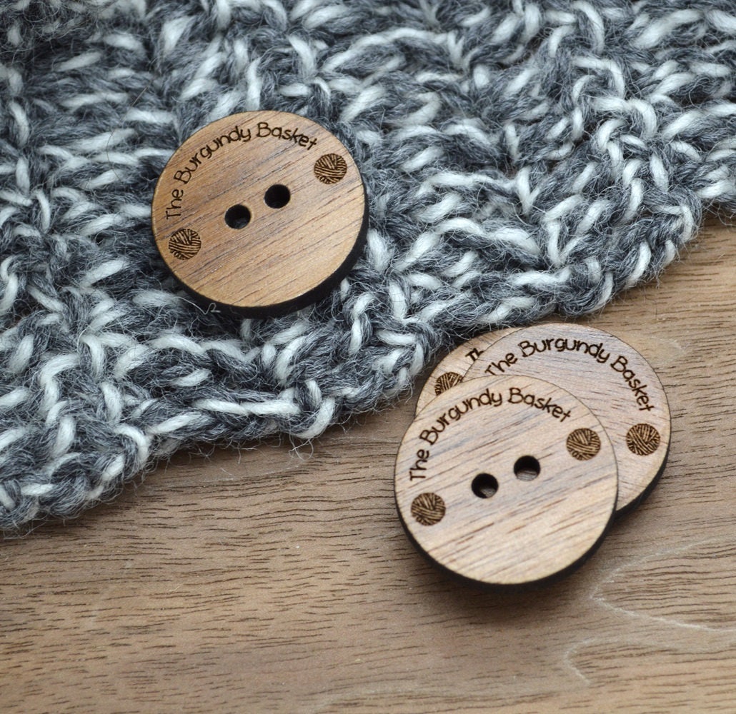 50 Wooden Buttons - 1 - Ideal for crochet and knitted products - laser cut  and engraved - allthiswood