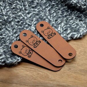 Set of 20 Faux leather labels 0.85x3 inches - Labels for rivets - Knitting labels, Personalized labels, Vegan leather, Crochet labels