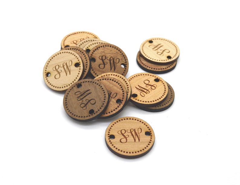 50 Round Wooden Product Tags 1 Inch laser cut and engraved image 3